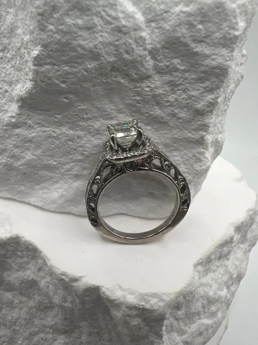 Vintage Selene Square Halo Ring